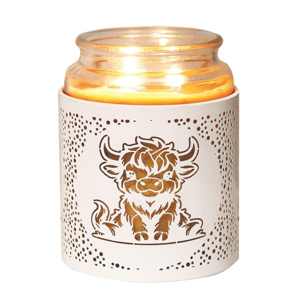 Aroma White & Gold Highland Cow Jar Sleeve & Wax Melt Warmer Extra Image 3